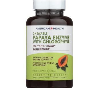 American Health – Papaya Enzyme With Chlorophyll Chewable – 250 Tablets