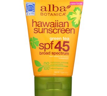 Alba Botanica – Hawaiian Green Tea Natural Sunblock Spf 45 – 4 Fl Oz