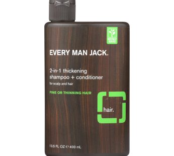 Every Man Jack 2 In 1 Shampoo Plus Conditioner – Thickening – Scalp And Hair – Fine Or Thinning Hair – 13.5 Oz