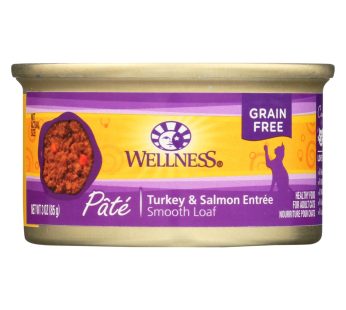 Wellness Pet Products Cat Food – Turkey And Salmon Recipe – Case Of 24 – 3 Oz.