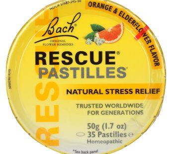 Bach Flower Remedies Rescue Remedy Pastilles Orange Elderflower – 1.7 Oz – Case Of 12