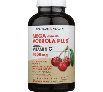 American Health – Mega Acerola Plus Chewable Natural Berry – 60 Chewable Wafers