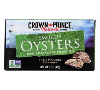 Crown Prince Oysters – Naturally Smoked In Pure Olive Oil – 3 Oz – Case Of 18
