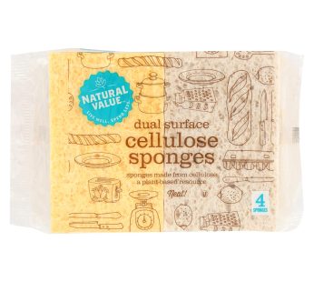 Natural Value Dual Surface Cellulose Sponges – Case Of 24 – 4 Count