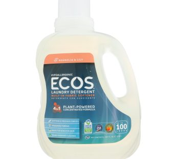 Earth Friendly Ecos Ultra 2x All Natural Laundry Detergent – Magnolia And Lily – 100 Oz