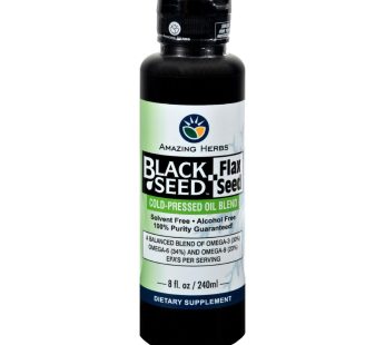 Amazing Herbs – Black Seed Oil Blend – Flax Seed Oil – 8 Oz