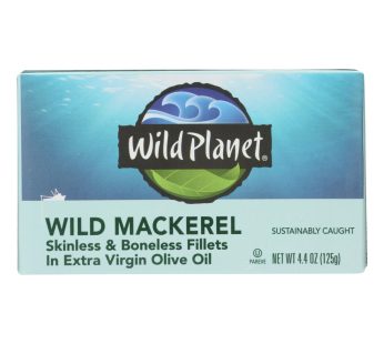 Wild Planet Wild Mackerel Fillets In Extra Virgin Olive Oil – Case Of 12 – 4.375 Oz.