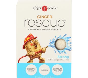 Ginger People Ginger Rescue – Strong – 24 Chewable Tablets – Case Of 10