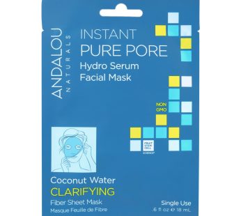 Andalou Naturals Instant Pure Pore Facial Mask – Coconut Water Clarifying – Case Of 6 – 0.6 Fl Oz