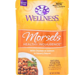 Wellness Pet Products Cat Food – Morsels With Chicken And Salmon In Savory Sauce – Case Of 24 – 3 Oz.
