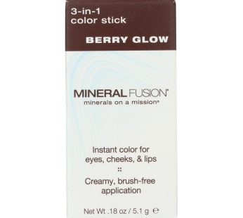 Mineral Fusion – 3-in-1 Color Stick – Berry Glow – 0.18 Oz.