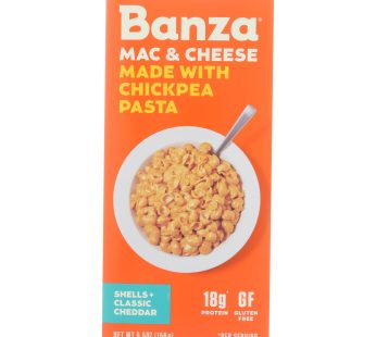 Banza – Chickpea Pasta Mac And Cheese – Shells And Classic Cheddar – Case Of 6 – 5.5 Oz.