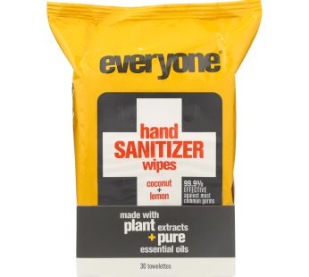 Everyone Hand Sanitizer Wipes – Natural – Coconut And Lemon – 30 Count