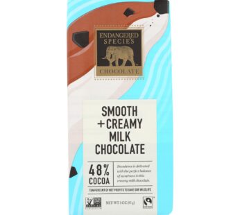 Endangered Species Natural Chocolate Bars – Milk Chocolate – 48 Percent Cocoa – 3 Oz Bars – Case Of 12