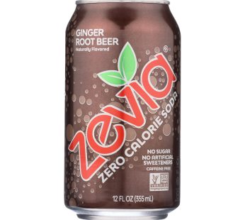 Zevia Soda – Zero Calorie – Ginger Root Beer – Can – 6-12 Oz – Case Of 4