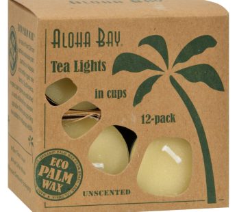 Aloha Bay – Palm Wax Tea Lights With Aluminum Holder Cream – 12 Candles