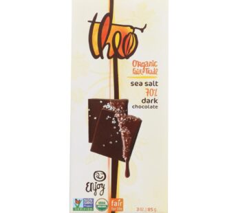 Theo Chocolate Organic Chocolate Bar – Classic – Dark Chocolate – 70 Percent Cacao – Sea Salt – 3 Oz Bars – Case Of 12