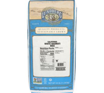 Lundberg Family Farms California White Basmati Rice – Case Of 25 Lbs
