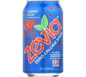 Zevia Soda – Zero Calorie – Cherry Cola – Can – 6-12 Oz – Case Of 4