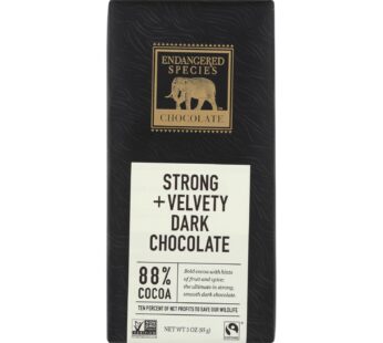 Endangered Species Natural Chocolate Bars – Dark Chocolate – 88 Percent Cocoa – 3 Oz Bars – Case Of 12