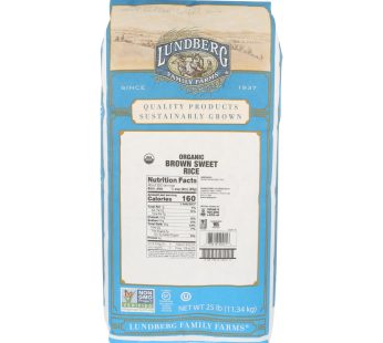 Lundberg Family Farms Organic Brown Sweet Rice – Case Of 25 Lbs