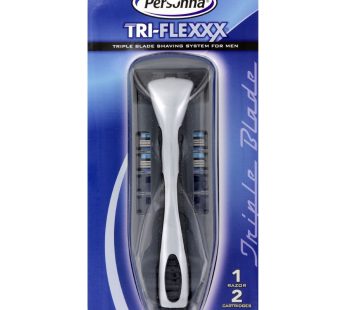 Personna Tri-flexxx Triple Blade Shaving System For Men – 1 Razor 2 Cartridges