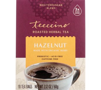 Teeccino Organic Tee Bags – Mediterranean Hazelnut – 10 Bags