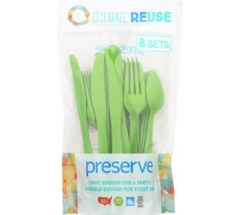 Preserve Heavy Duty Cutlery – Apple Green – 8 Sets 24 Pieces Total