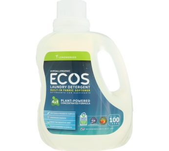 Earth Friendly Ecos Ultra 2x All Natural Laundry Detergent – Lemongrass – Case Of 4 – 100 Fl Oz