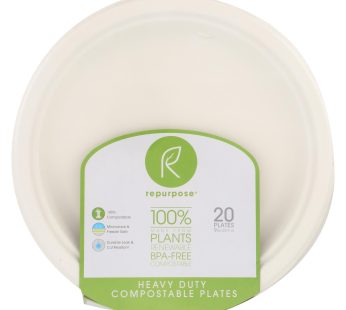 Repurpose Compostable Bagasse Plates – Case Of 12 – 20 Count