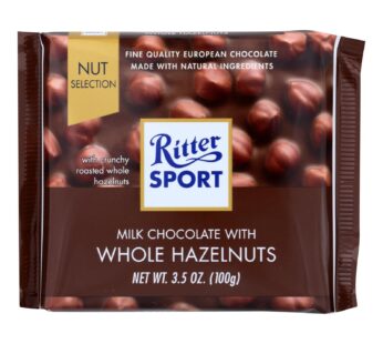 Ritter Sport Chocolate Bar – Milk Chocolate – Whole Hazelnuts – 3.5 Oz Bars – Case Of 10