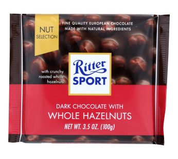 Ritter Sport Chocolate Bar – Dark Chocolate – Whole Hazelnuts – 3.5 Oz Bars – Case Of 10