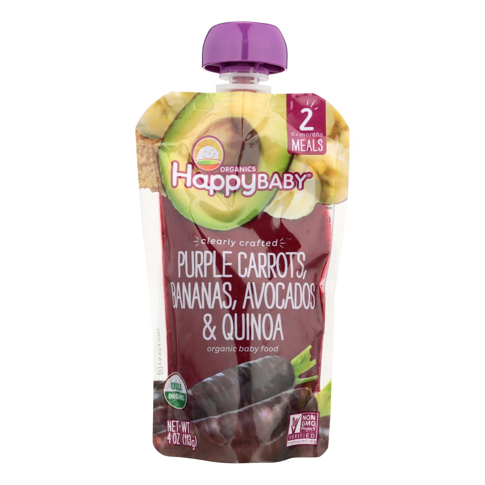 Happy Baby Organic Baby Food - Purple Carrots - Banana - Case Of 16 - 4 Oz