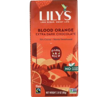 Lily’s Sweets Dark Chocolate Bar – Blood Orange – Case Of 12 – 2.8 Oz.