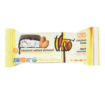 Theo Chocolate Coconut Bites – Dark Chocolate Coconut Salted Almond – Case Of 12 – 1.3 Oz.