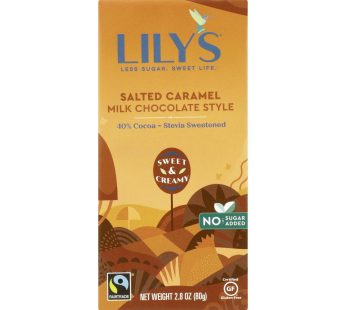 Lily’s Sweets Chocolate Bar – Caramelized & Salted – Case Of 12 – 2.80 Oz.
