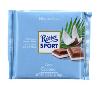 Ritter Sport Chocolate Bar – Milk Chocolate – Coconut – 3.5 Oz Bars – Case Of 12